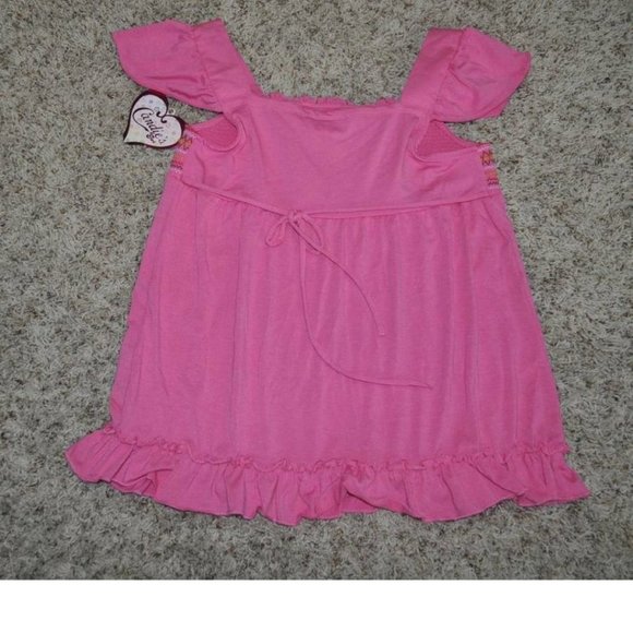 *Tank Top Candies sz 16 Pink Ruffled Sleeveless Embroidered Tie Back Girls Shirt - Picture 3 of 3